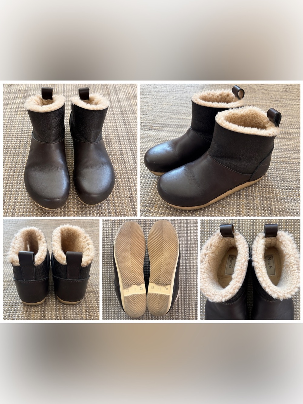 no.6 shearling clog boots size 38 retail $410